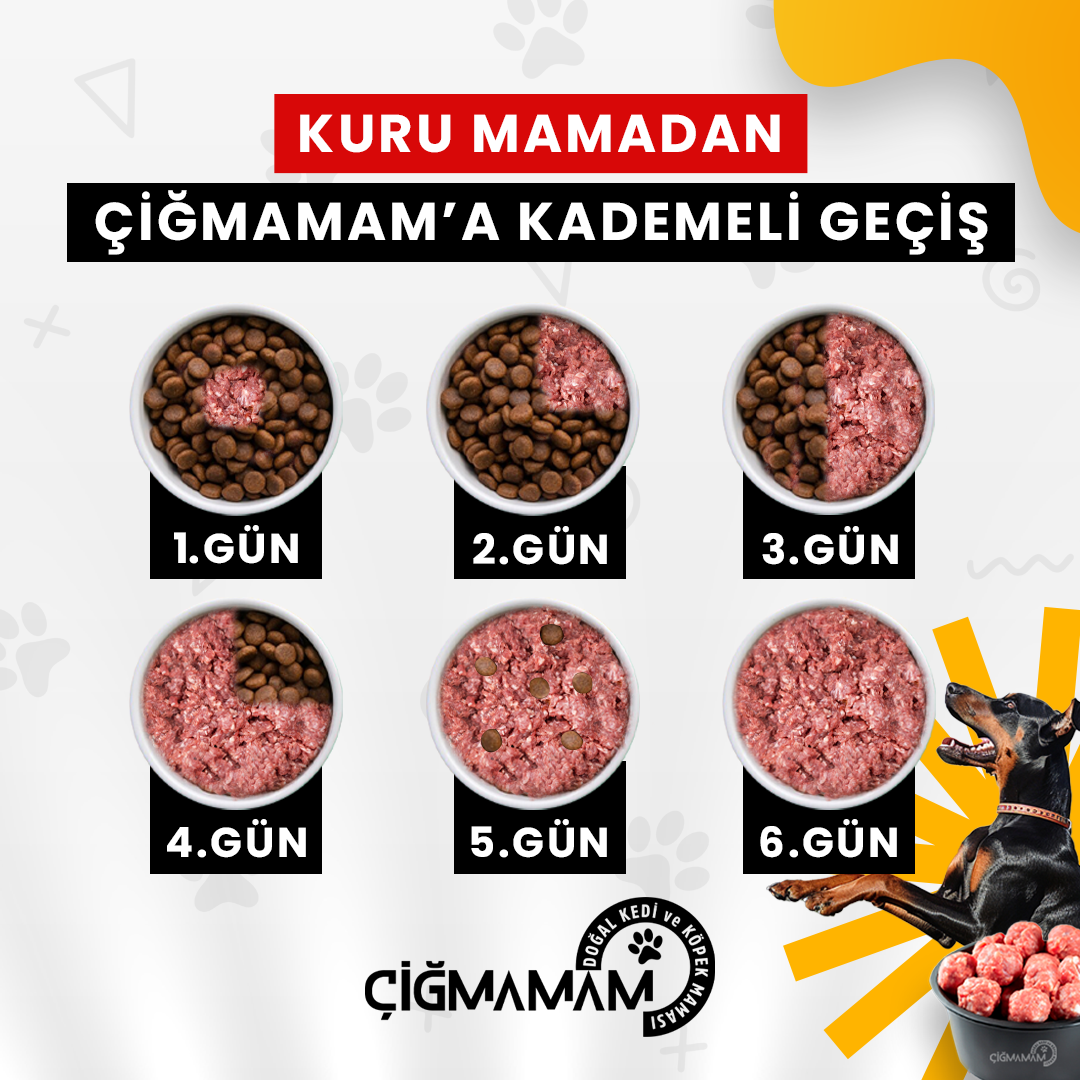 Kırmızı ve Beyaz Etli Tahılsız Çiğmamam Barf Köpek Maması 20 Kg. (20x1000 Gr) – Doğal & Katkısız