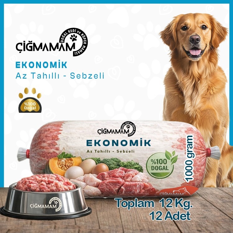 Ekonomik Çiğmamam Barf Köpek Maması 12 Kg. (12x1000 Gr) – Doğal & Katkısız